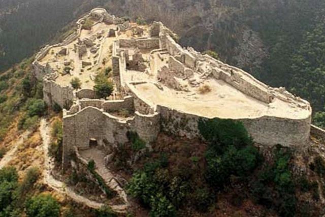 Mystras - Aerial view of the castle of Myzithras 